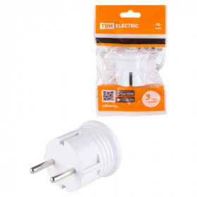 Вилка с з круглая белая 10А 250В TDM