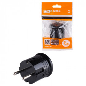 Вилка с з круглая черная 10А 250В TDM