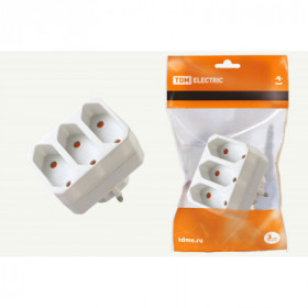 Блок на 3 гнезда 2П 2.5 А 250 B под плоскую вилку белый TDM