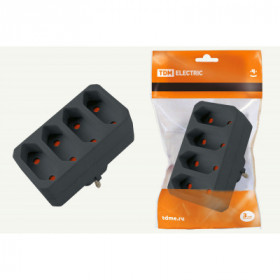 Блок на 4 гнезда 2П 2.5 А 250 B под плоскую вилку черный TDM
