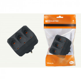 Блок на 3 гнезда 2П 2.5 А 250 B под плоскую вилку черный TDM