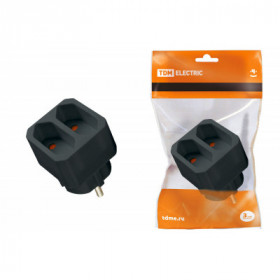 Блок на 2 гнезда 2П 2.5 А 250 B под плоскую вилку черный TDM