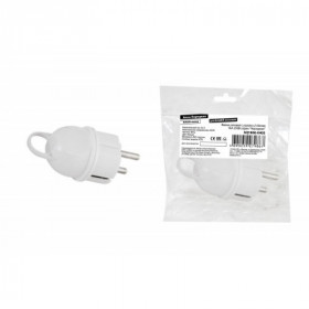 Вилка угловая с ушком с з белая 16А 250В серии "Народная"