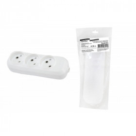 Колодка розеточная 3 гнезда 2П б з 10А 250В белая серии "Народная"