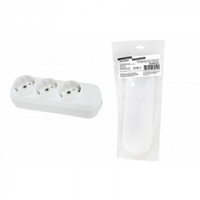 Колодка розеточная 3 гнезда 2П+3 16А 250В белая серии "Народная"