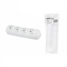 Колодка розеточная 4 гнезда 2П б з 10А 250В белая серии "Народная"