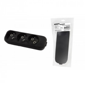 Колодка розеточная 3 гнезда 2П б з 10А 250В черная серии "Народная"