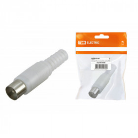 Штекер TV антенный пласт. без пайки белый. инд. упаковка TDM