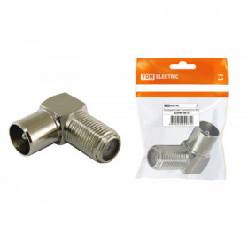 Переходник гнездо F - штекер TV угловой. инд. упаковка TDM