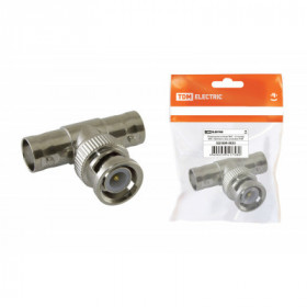 Переходник штекер BNC - х2 гнезда BNC (тройник). инд. упаковка TDM