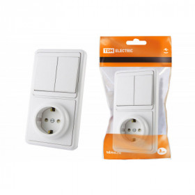 Блок комбинированный БКВР 2-х кл. выкл + розетка 2П+З с з ш TDM