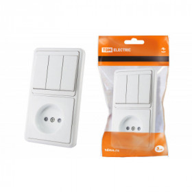 Блок комбинированный БКВР 3-х кл. выкл + розетка 2П с з ш TDM