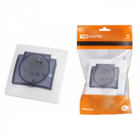 Розетка 2П+З с защ. шт. и крышкой 16А 250В IP44 белая "Таймыр" TDM