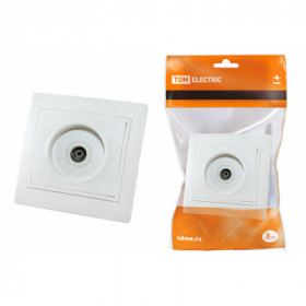 Розетка телевизионная простая (0-2400МГц. "мама") белая "Таймыр" TDM