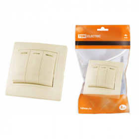 Выключатель 3 кл. с подсветкой 10А сл. кость "Таймыр" TDM