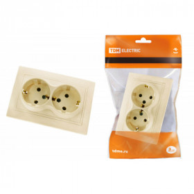 Розетка двойная 2П+З 16А 250В сл. кость "Таймыр" TDM
