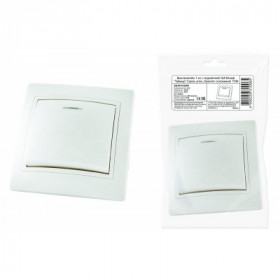 Выключатель 1 кл. с подсветкой 10А белый "Таймыр" (пром. упак.. бакелит. основание) TDM