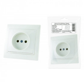 Розетка 2П 10А 250В белая "Таймыр" (пром. упак.. бакелит. основание) TDM