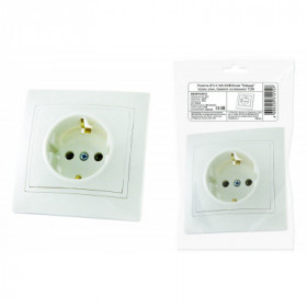 Розетка 2П+З 16А 250В белая "Таймыр" (пром. упак.. бакелит. основание) TDM