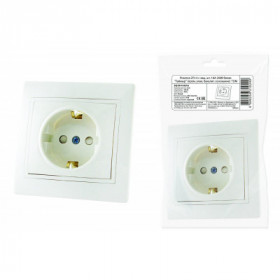 Розетка 2П+З с защ. шт. 16А 250В белая "Таймыр" (пром. упак.. бакелит. основание) TDM