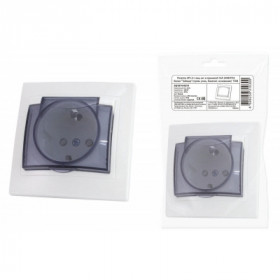 Розетка 2П+З с защ. шт. и крышкой 16А 250В IP44 белая "Таймыр" (пром. упак.. бакелит. основание) TDM