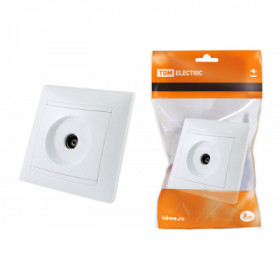 Розетка телевизионная простая (0-2400МГц. "мама") белая "Лама" TDM