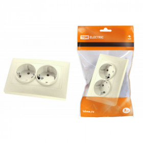 Розетка двойная 2П+З 16А 250В с защ. шт. сл. кость "Лама" TDM
