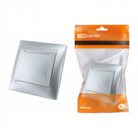 Розетка 2П+З 16А 250В IP44 с защ. шт. с крышкой серебр. металлик "Лама" TDM