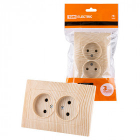 Розетка двойная 2П 10А 250В с защ. шт. сосна "Лама" TDM