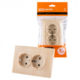 Розетка двойная 2П+З 16А 250В сосна "Лама" TDM