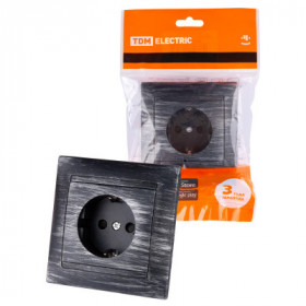 Розетка 2П+З 16А 250В с защ. шт. старинное серебро "Лама" TDM