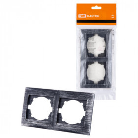 Рамка 2-х постовая горизонтальная старинное серебро "Лама" TDM