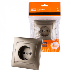 Розетка 2П+З 16А 250В с защ. шт. бронза "Лама" TDM
