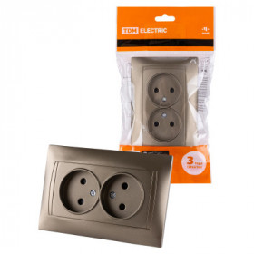 Розетка двойная 2П 10А 250В с защ. шт. бронза "Лама" TDM