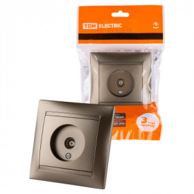 Розетка телевизионная простая (0-2400МГц. "мама") бронза "Лама" TDM