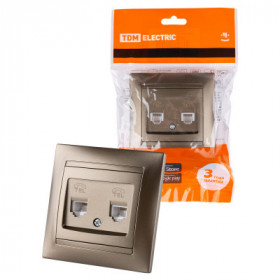 Розетка двойная телефонная RJ11 бронза "Лама" TDM