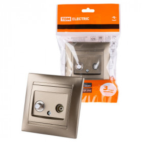 Розетка TV ("мама") + SAT (F-разъем) 0-2400МГц бронза "Лама" TDM