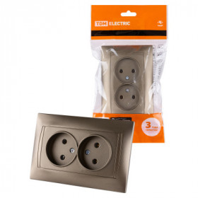 Розетка двойная 2П 10А 250В бронза "Лама" TDM