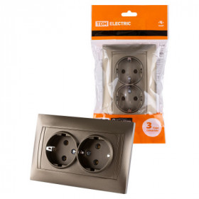 Розетка двойная 2П+З 16А 250В бронза "Лама" TDM