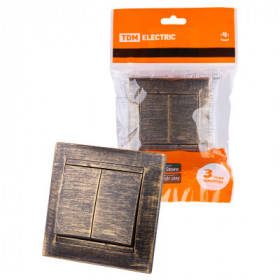 Выключатель 2-х кл. 10А старинная бронза "Лама" TDM