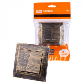 Выключатель 2 кл. с подсветкой 10А старинная бронза "Лама" TDM