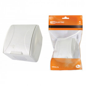 Розетка 2П+З открытой установки IP54 16А с крышкой белая "Селигер" TDM