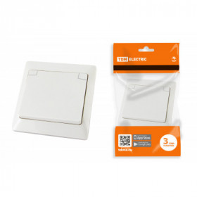 Розетка 2П+З с защ. шт. и крышкой 16А 250В IP44 белая "Ильмень" TDM