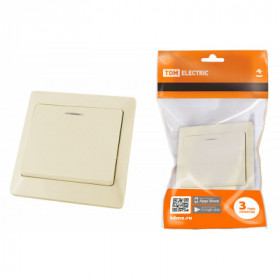 Выключатель 1 кл. с подсветкой 10А сл. кость "Ильмень" TDM