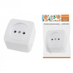 Розетка 2П открытой установки IP20 10А. белая "Дача" Народная