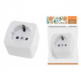Розетка 2П+З открытой установки IP20 16А. белая "Дача" Народная