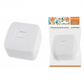 Розетка компьютерная (RJ-45) открытой установки IP20. белая "Дача" Народная