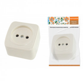 Розетка 2П открытой установки IP20 10А. сл. кость "Дача" Народная