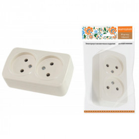 Розетка двойная 2П открытой установки IP20 10А. сл. кость "Дача" Народная