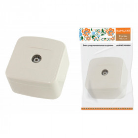 Розетка TВ простая (0-2400 Гц. "мама") открытой установки. IP20 сл. кость "Дача" Народная